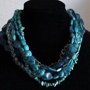 Latasia 8 Strand Blue Necklace With Turquoise Or Howlite Chips